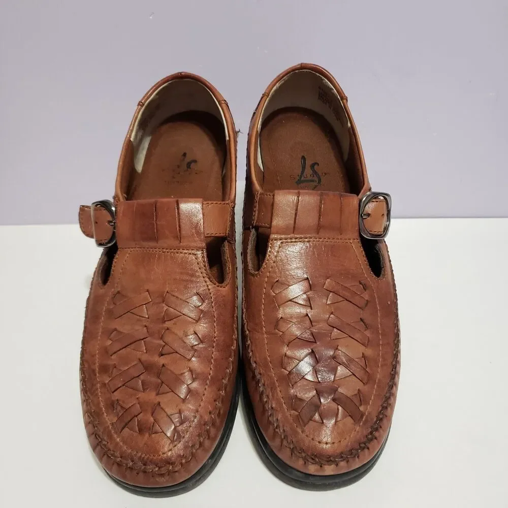 Studio Lifestyle Brown Woven Braided Leather Women's Shoes Sz 9M